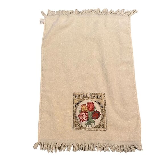 Vintage Cannon Bulbs Plants Kitchen Towel Fringe 100% Cotton Made In USA - Picture 1 of 6